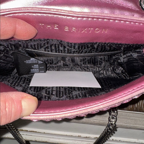 Kurt Geiger London Mini Brixton shoulder bag in pink crystal fabric With Dusty - Picture 7 of 8